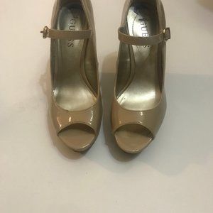 Guess Blush Cork Wedge Heels in Blush